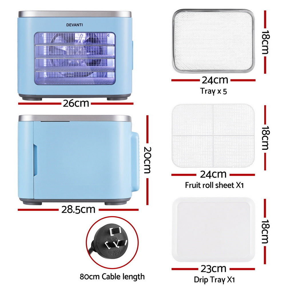 5 Trays Food Dehydrator Mini Fruit Dryer 500W