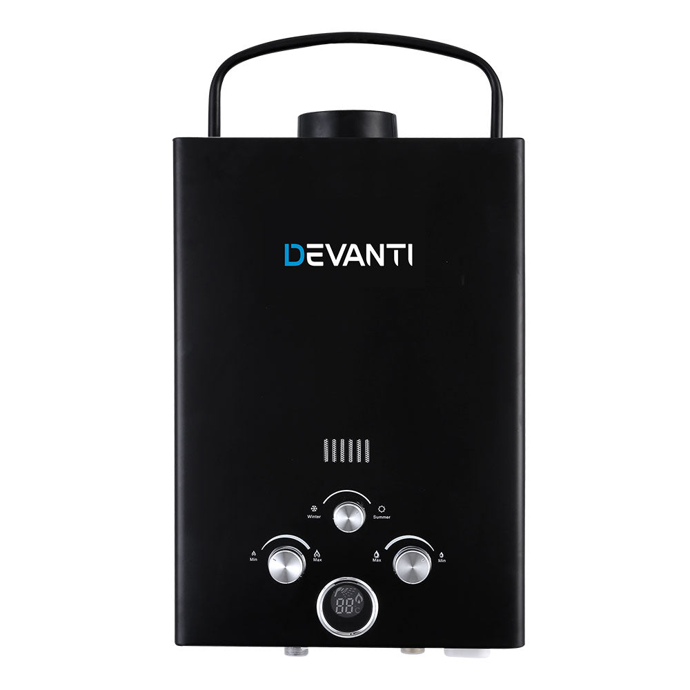 Portable Gas Water Heater 8L/Min LPG System Black