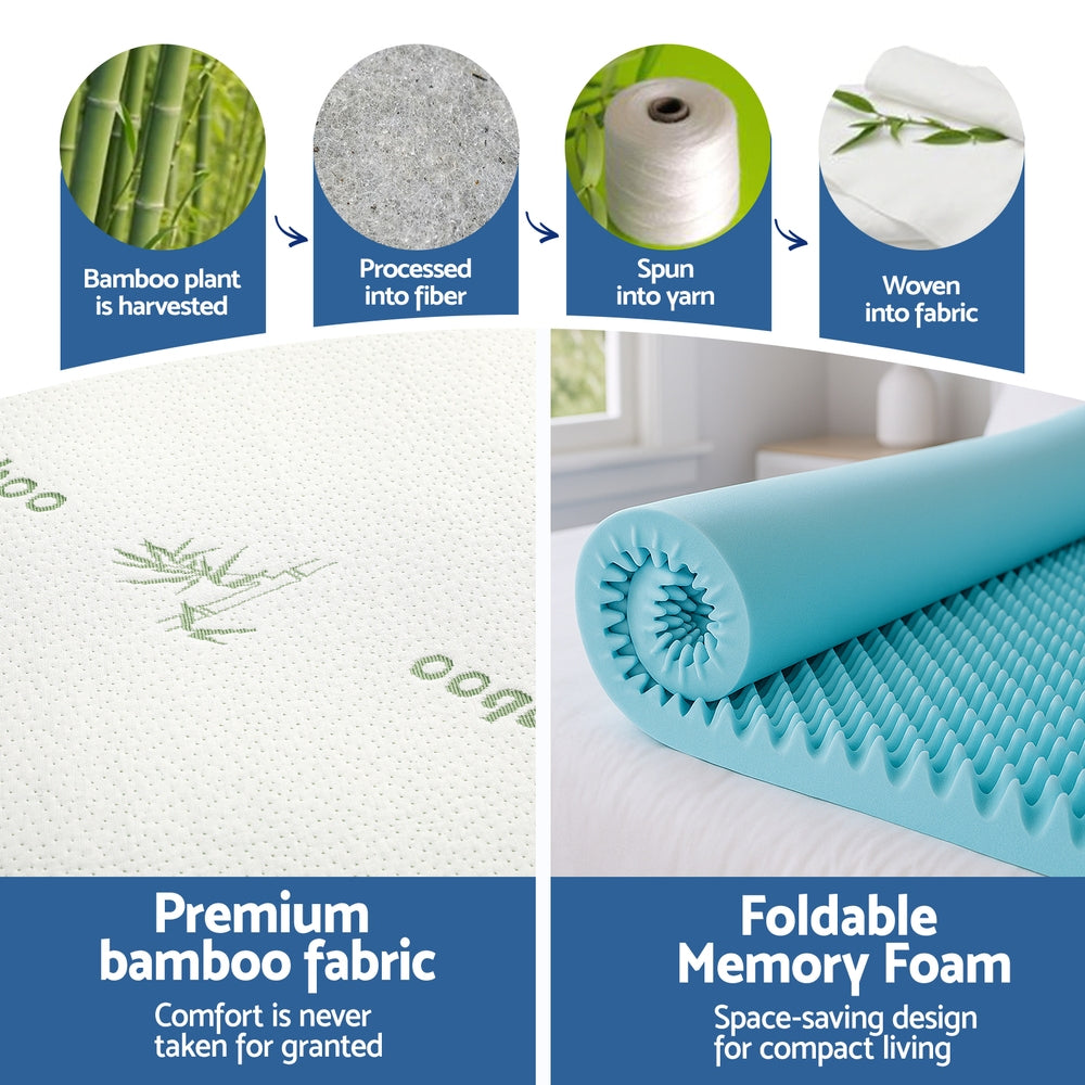 Giselle 8cm Memory Foam Mattress Topper Gel Egg Crate Foam Bamboo Single