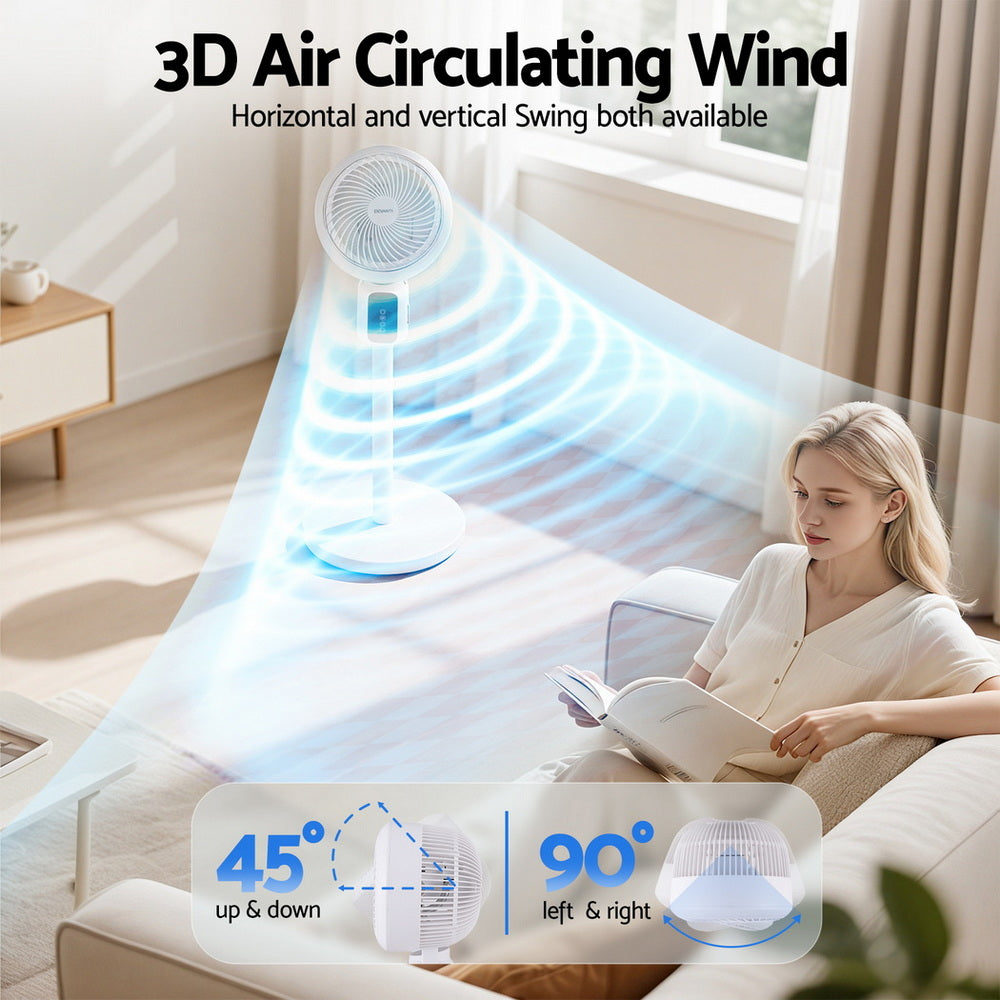 Pedestal Fan W/ Remote 3 Speed 12H Timer Height Adjustable Cooling Fan