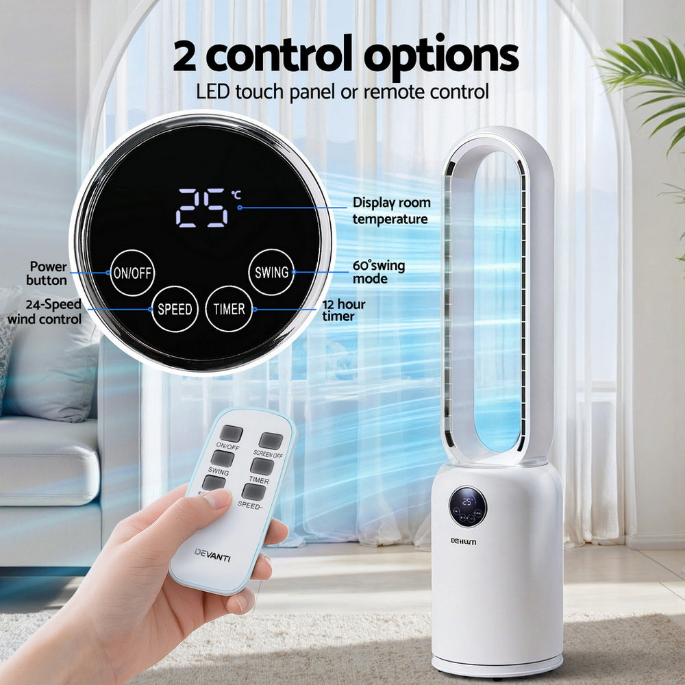 2in1 Bladeless Fan Air Purification W/ Remote 88cm