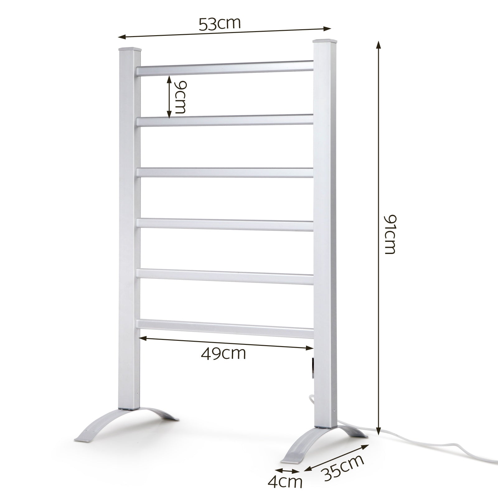 Electric Heated Towel Rail Rack 6 Bars Freestanding Clothes Dry Warmer