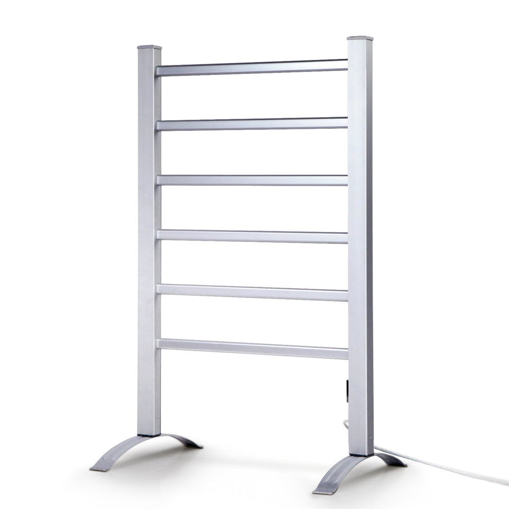Electric Heated Towel Rail Rack 6 Bars with Timer Clothes Dry Warmer