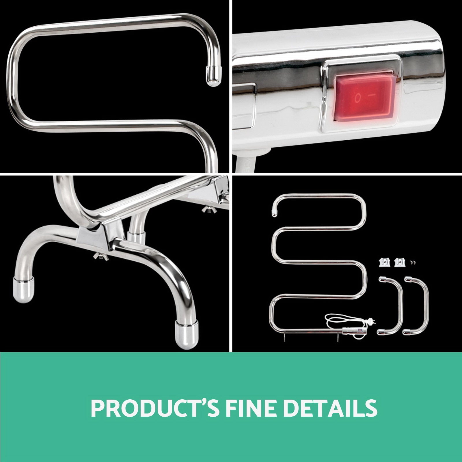 Electric Heated Towel Rail Rack 5 Bars Freestanding Clothes Dry Warmer