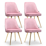 Artiss Dining Chairs Set of 4 Velvet Channel Tufted Pink