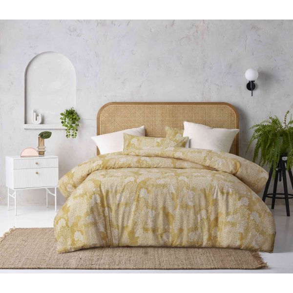 Otway Washed Cotton Ochre Quilt Cover Set by Accessorize Single