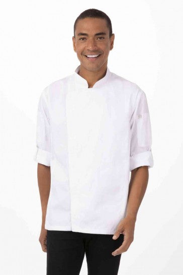 Hartford Men's White Zipper XS Chef Jacket by Chef Works