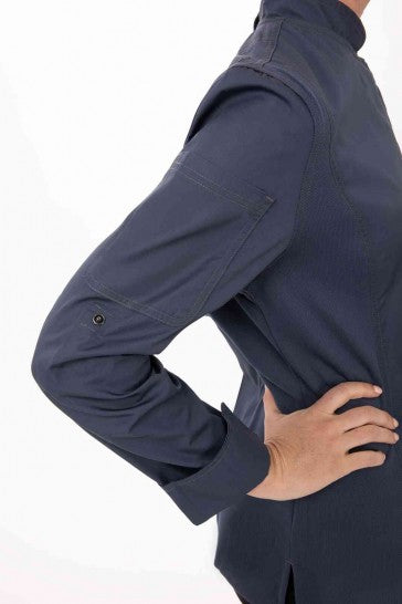 Hartford Women's Blue Zipper L Chef Jacket by Chef Works