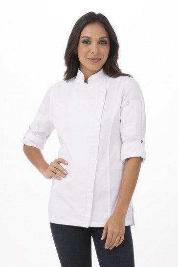 Hartford Women's White Zipper M Chef Jacket by Chef Works