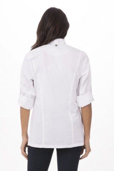 Hartford Women's White Zipper M Chef Jacket by Chef Works