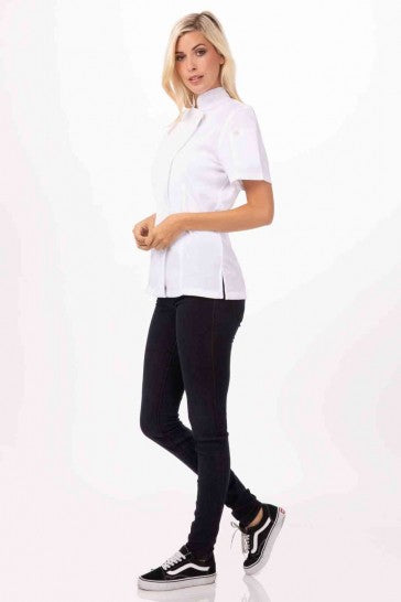 Springfield Women's White Zipper L Chef Jacket by Chef Works