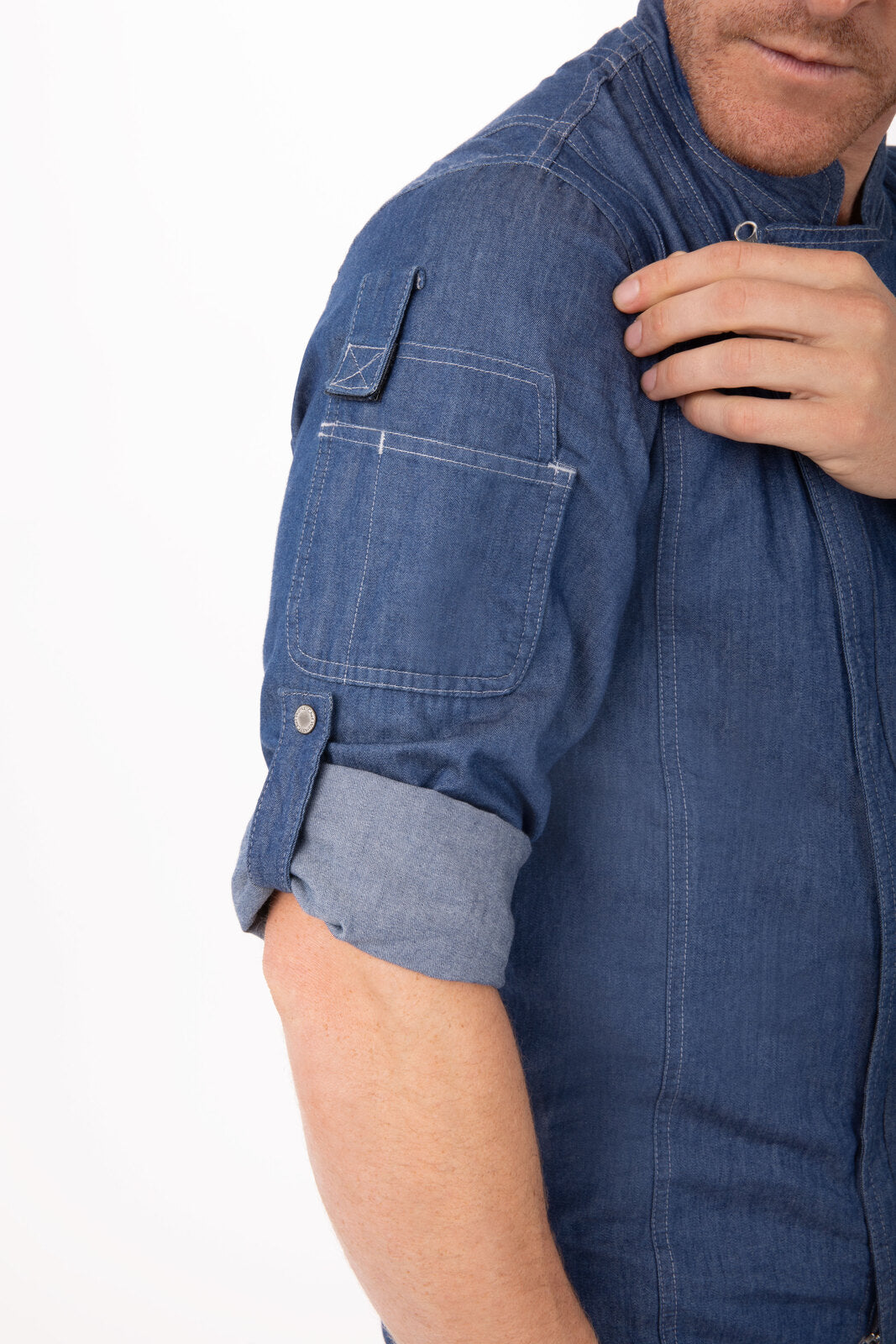 Gramercy Men's Denim Indigo Blue L Zipper Chef Jacket by Chef Works
