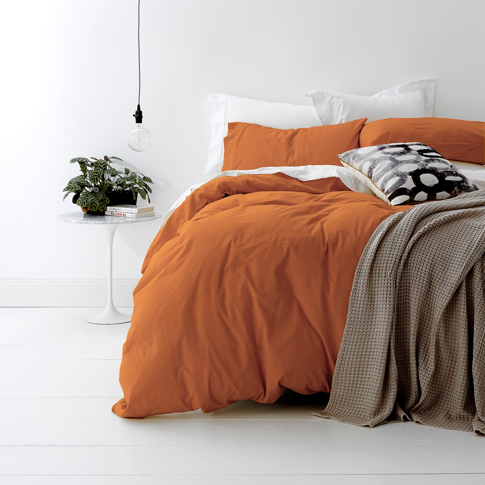 European Vintage Washed Cotton Auburn Quilt Cover Set by Park Avenue King