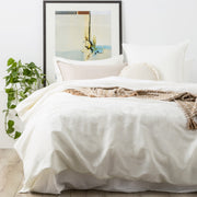Cavallo Stone Washed 100% Linen White Quilt Cover Set by Renee Taylor King