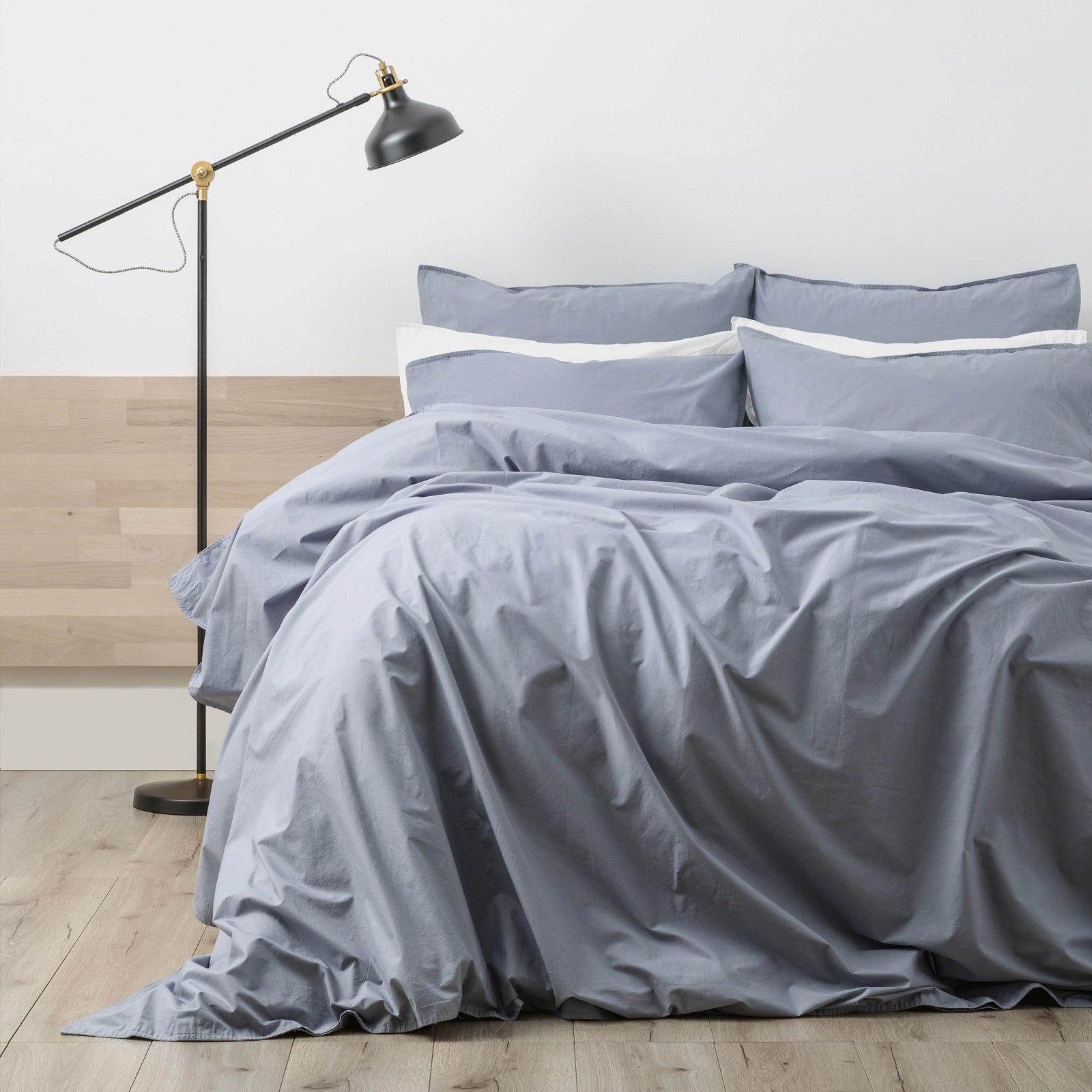 Lorimer 300TC Stone Washed Celestial Blue Quilt Cover Set by Renee Taylor Queen