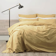 Lorimer 300TC Stone Washed Mustard Quilt Cover Set by Renee Taylor Queen