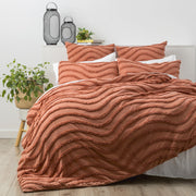 Chenille Wave 100% Cotton Vintage Washed Rust Tufted Quilt Cover Set by Cloud Linen Queen