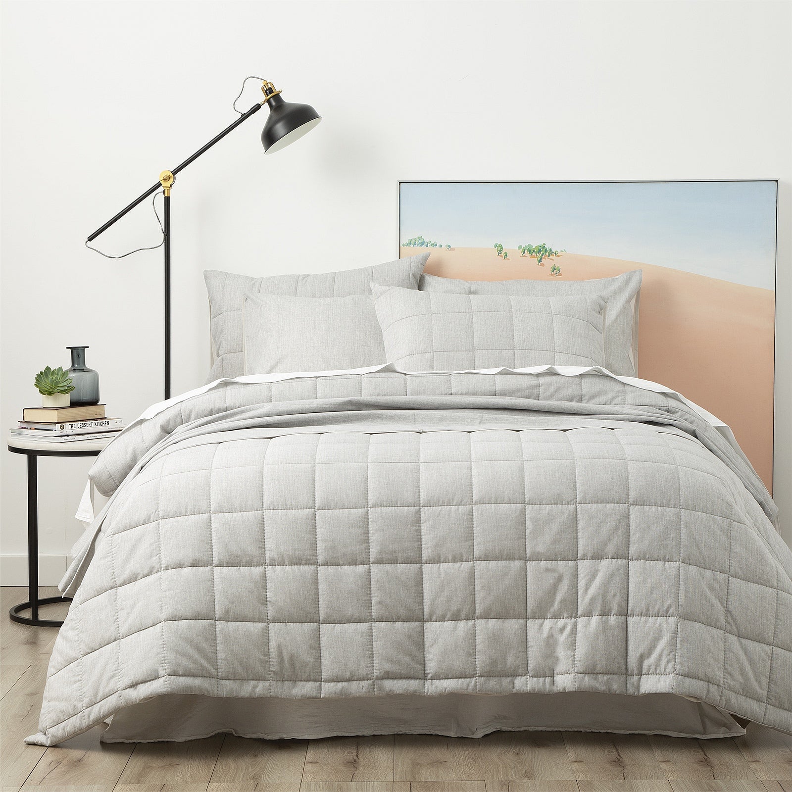 Paradis Washed Chambray Charcoal Quilted Quilt Cover Set by Park Avenue Queen
