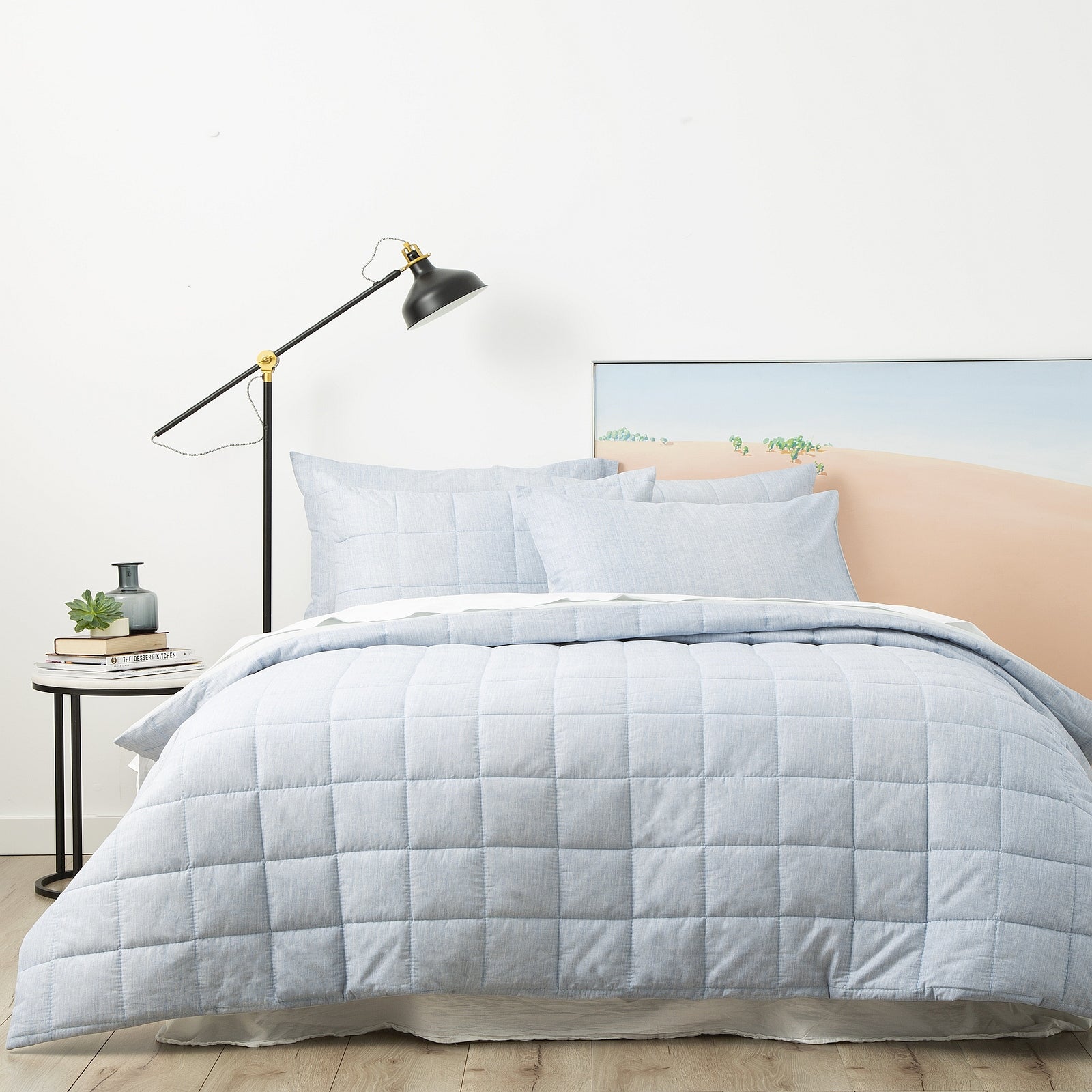 Paradis Washed Chambray Sky Quilted Quilt Cover Set by Park Avenue Queen