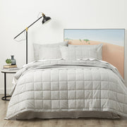 Paradis Washed Chambray Charcoal Quilted Quilt Cover Set by Park Avenue King