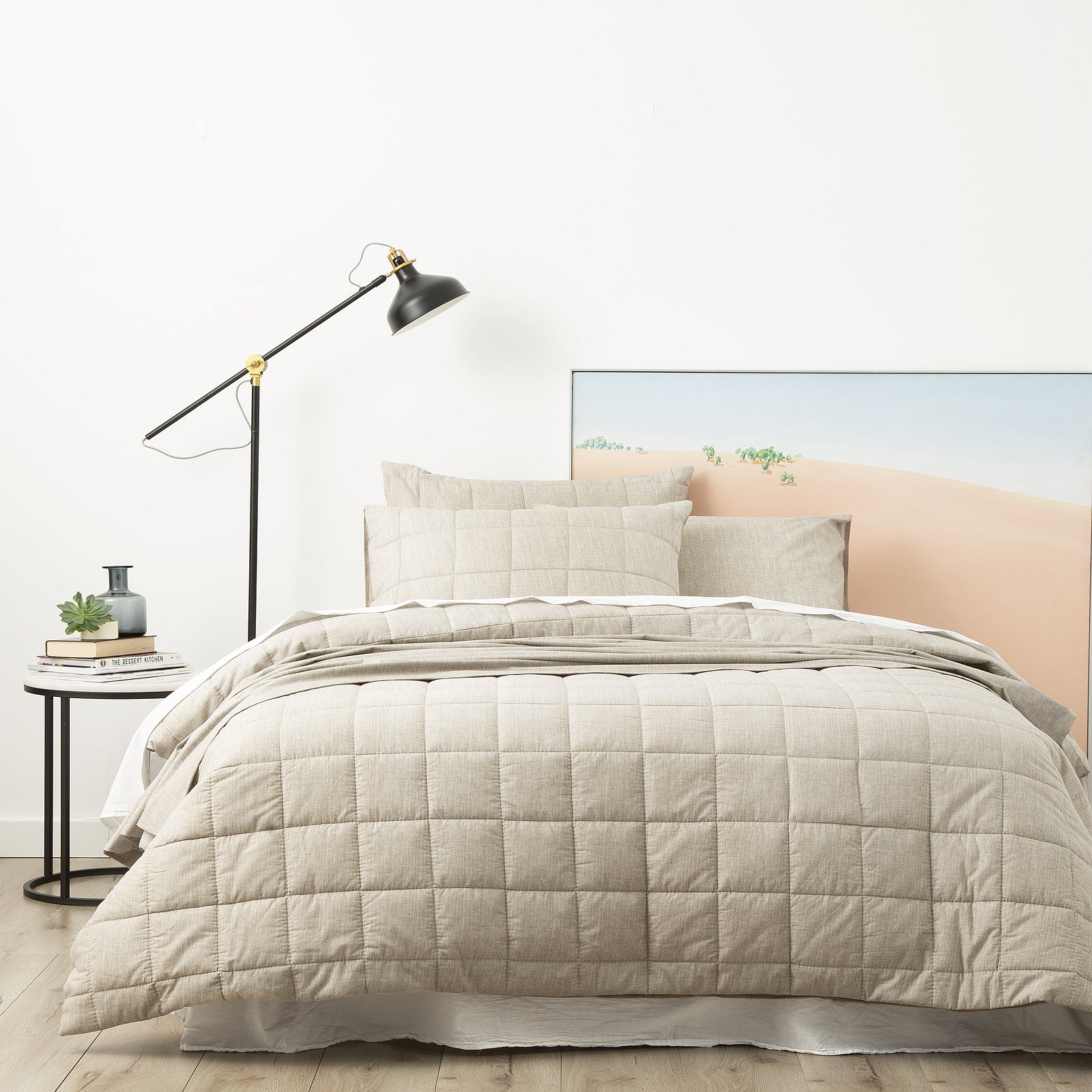 Paradis Washed Chambray Muddy Quilted Quilt Cover Set by Park Avenue Super King