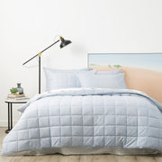 Paradis Washed Chambray Sky Quilted Quilt Cover Set by Park Avenue Super King