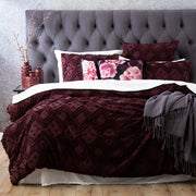 Medallion Cotton Vintage Washed Tufted Plum Quilt Cover Set by Park Avenue Super King