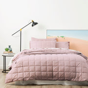 Paradis Washed Chambray Plum Quilted Quilt Cover Set by Park Avenue Super King