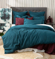 Cavallo Stone Washed 100% Linen Evergreen Quilt Cover Set by Renee Taylor Super King