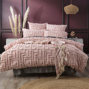 Riley Vintage Washed Cotton Chenille Tufted Blush Quilt Cover Set by Renee Taylor Queen