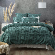 Riley Vintage Washed Cotton Chenille Tufted Mineral Quilt Cover Set by Renee Taylor Double