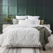 Moroccan 100% Cotton Chenille Vintage Washed Tufted White Quilt Cover Set by Renee Taylor Super King