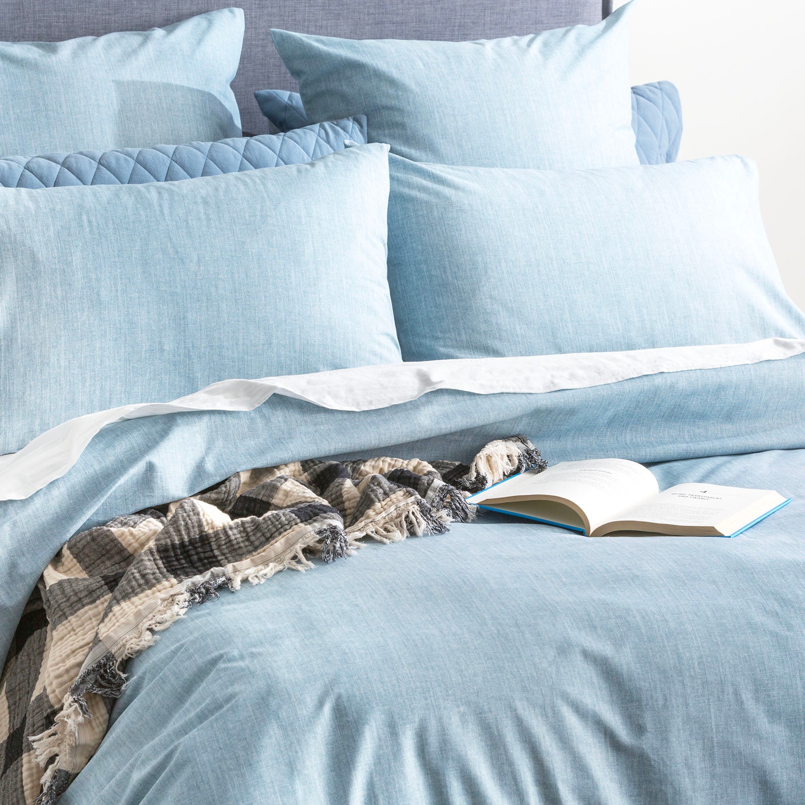 Aquatic Chambray Washed Cotton Quilt Cover Set by Renee Taylor King