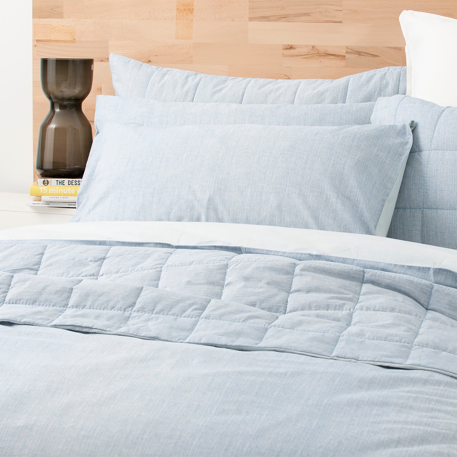 French Blue Chambray Washed Cotton Quilt Cover Set by Renee Taylor Queen