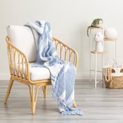 Ray Striped Vintage Washed Yarn Dyed Textured Cotton Artic Throw by Renee Taylor