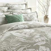 Palm Tree Jacquard Sage Green Quilt Cover Set by Renee Taylor Super King