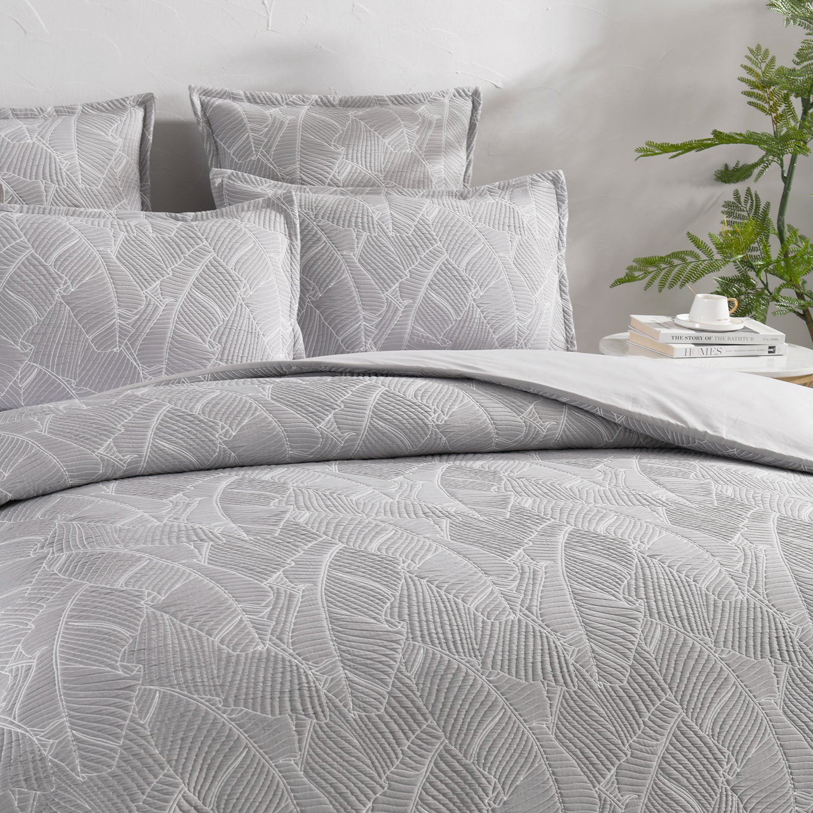 Bengali Jacquard Silver Quilt Cover Set by Renee Taylor Queen