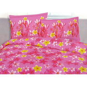 225TC Polyester Cotton Frangipani Jungle Pink Quilt Cover Set King