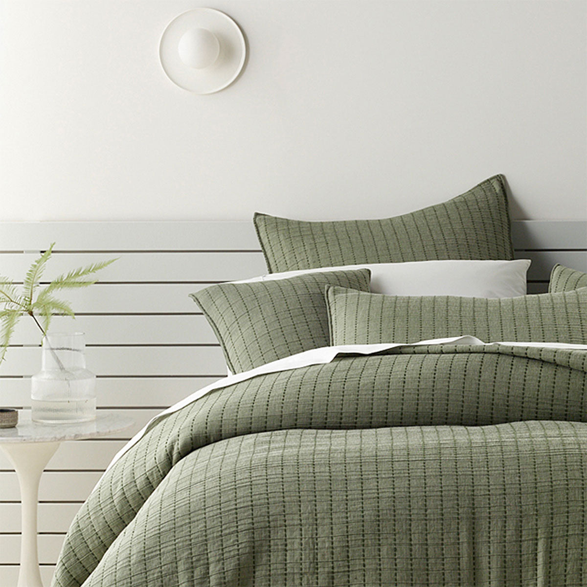 Bari Green Polyester Cotton Bedspread Set King