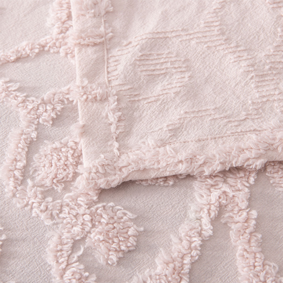 Ella Blush Cotton Chenille Floral Bedspread Set Super King