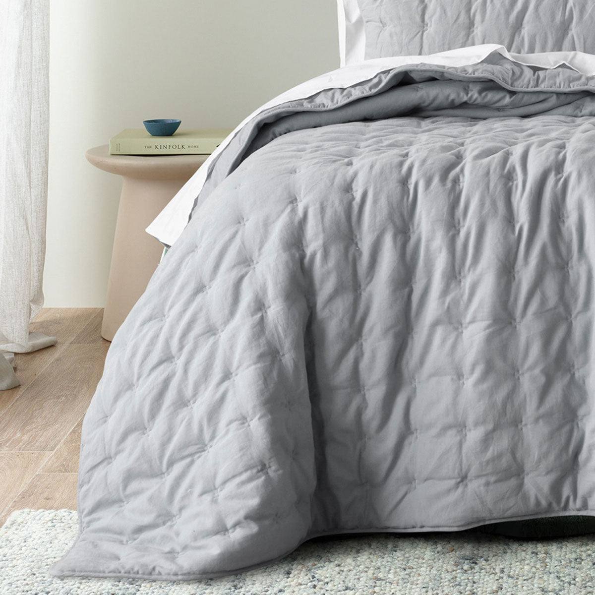 Langston Silver Pre-Washed Linen Cotton Comforter Set Queen/King