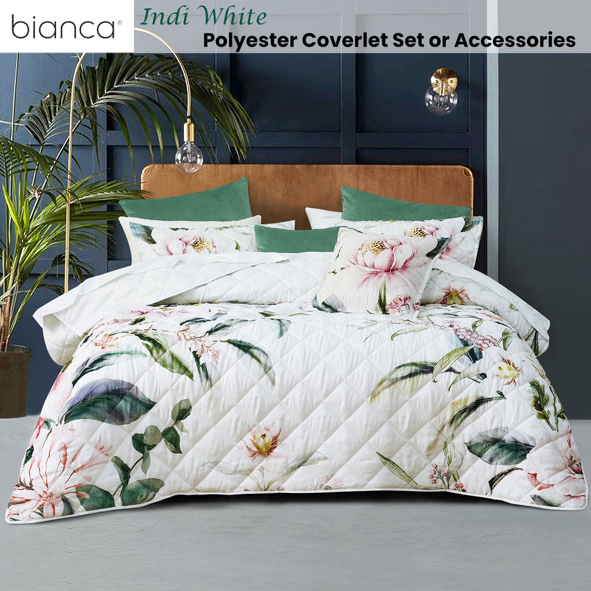 Indi White Polyester Coverlet Set Super King