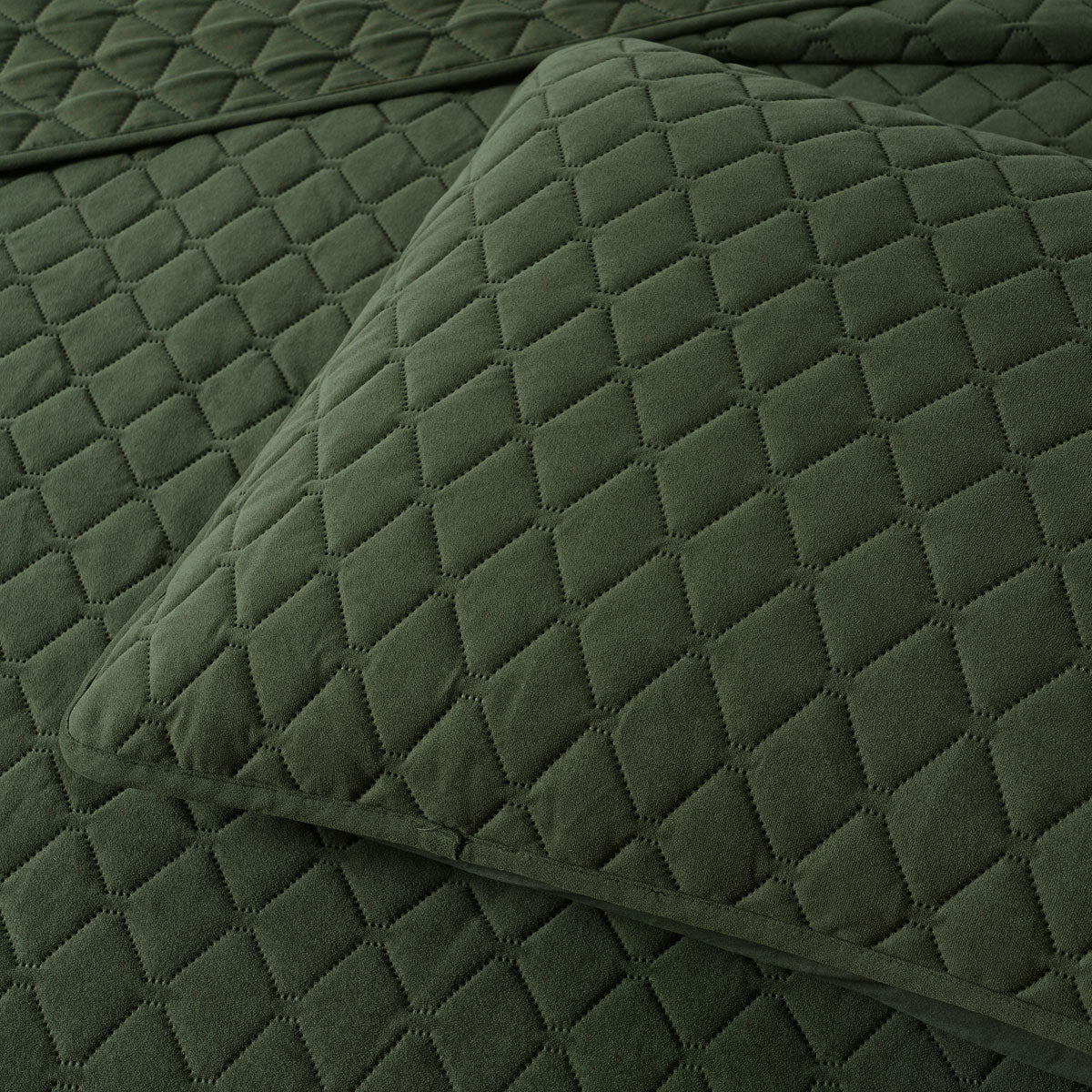 Lester Olive Velvet Diamond Polyester Coverlet Set Queen/King