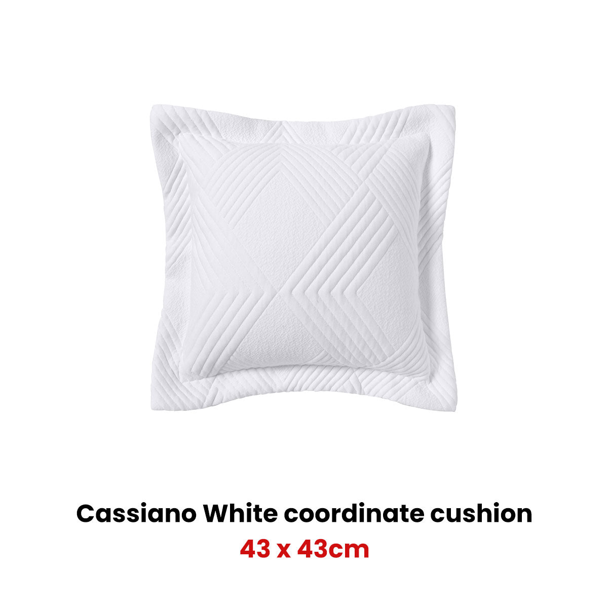 Cassiano White Square Filled Cushion 43 x 43cm