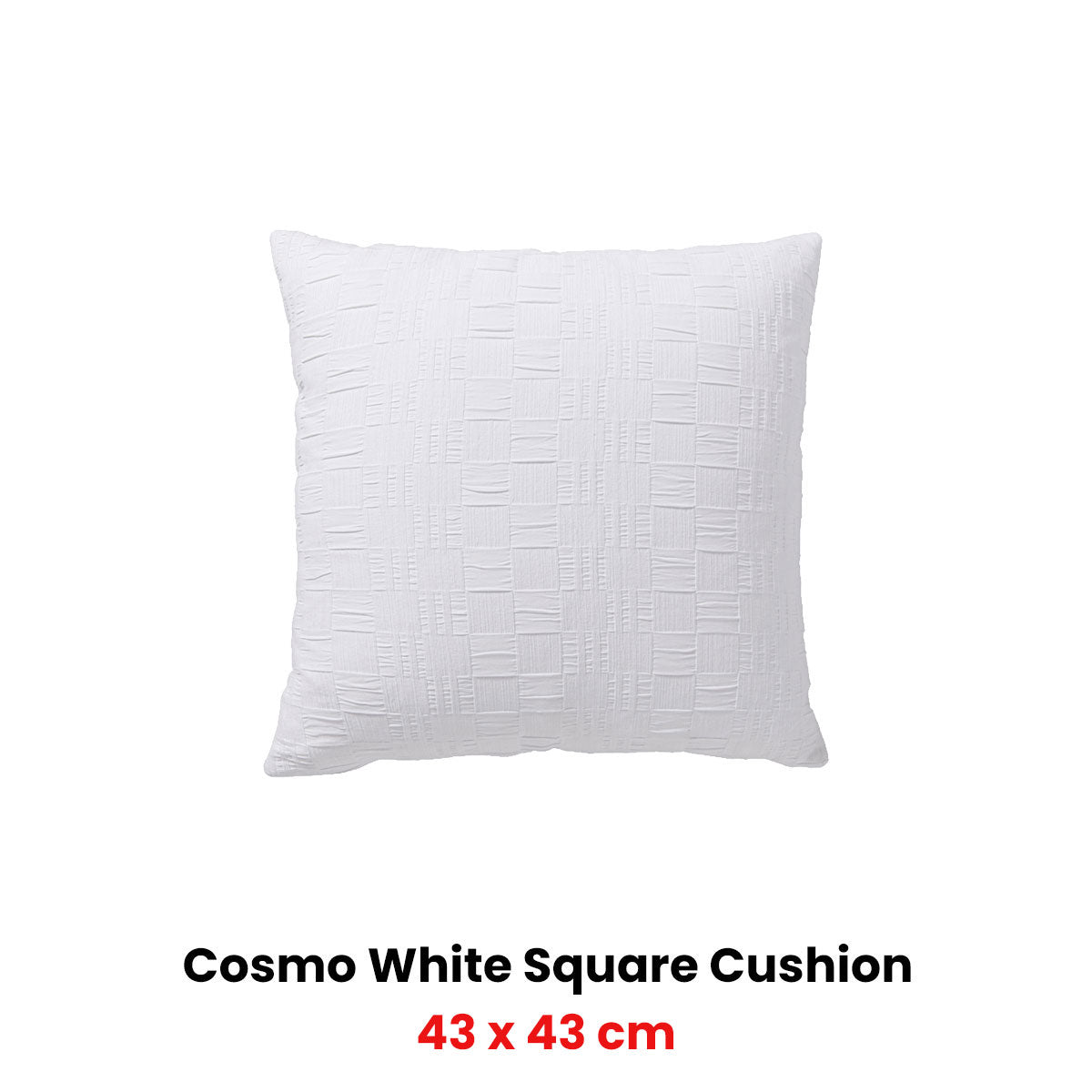 Cosmo White Square Filled Cushion 43 x 43cm