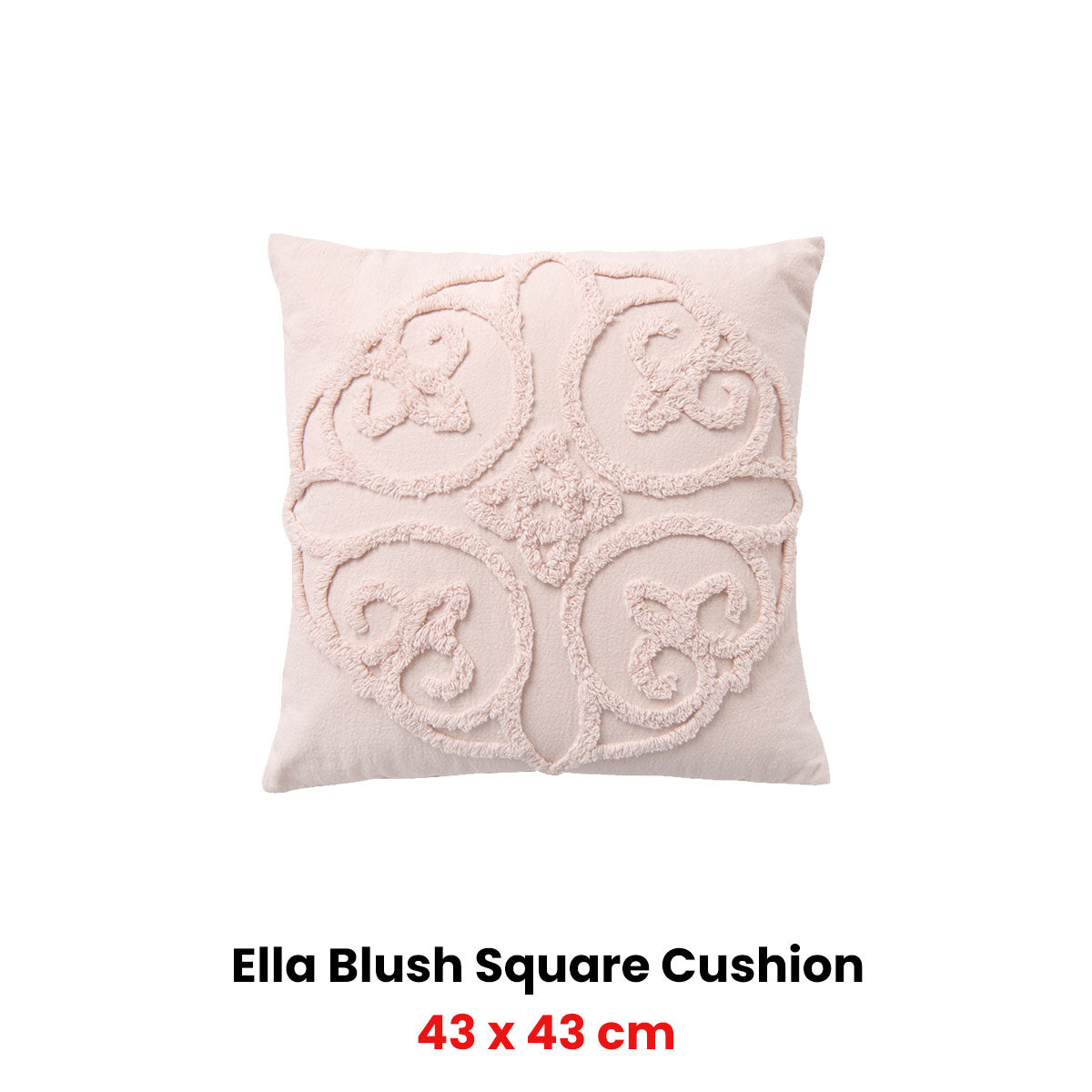 Ella Blush Square Filled Cushion 43 x 43cm