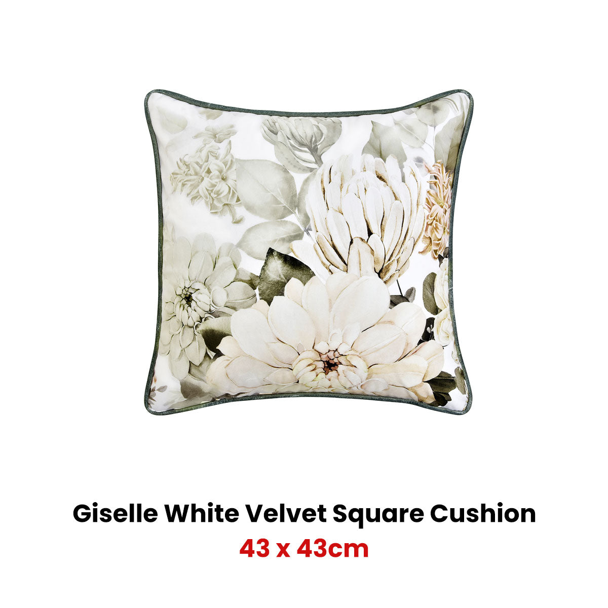 Giselle Square White Velvet Cushion
