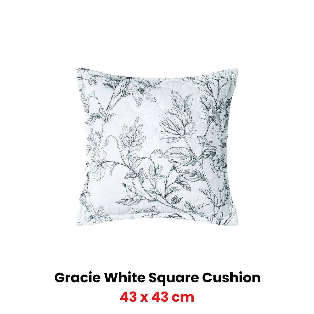 Gracie White Square Filled Cushion 43 x 43cm