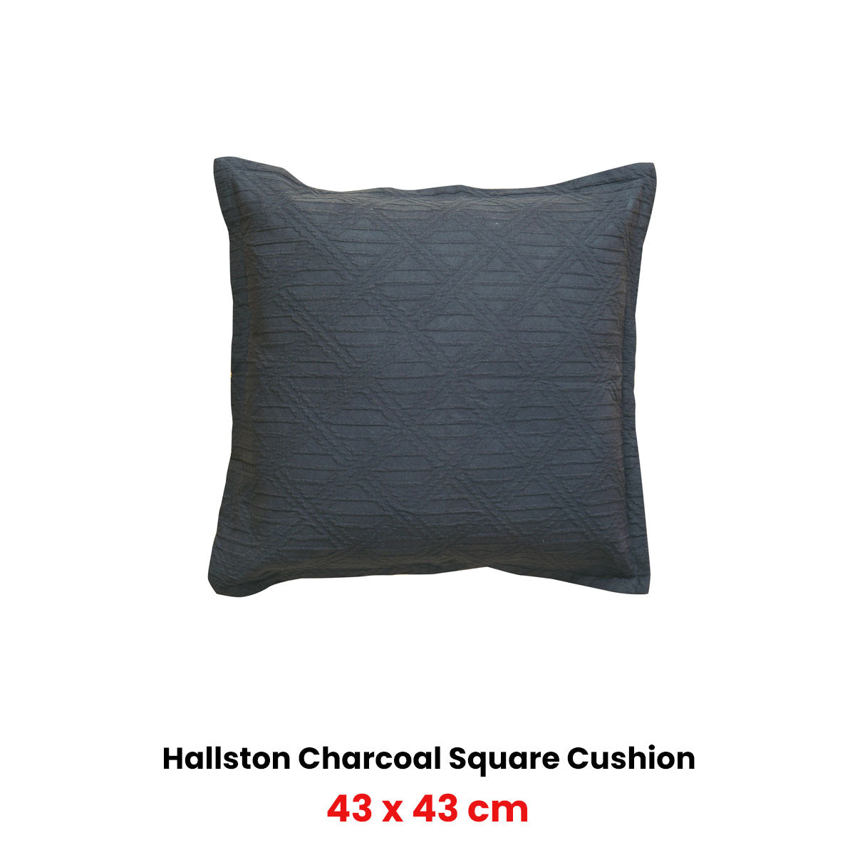 Hallston Charcoal Square Filled Cushion 43 x 43cm