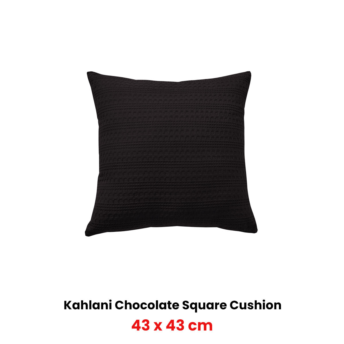 Kahlani Chocolate Waffle Square Filled Cushion 43 x 43cm